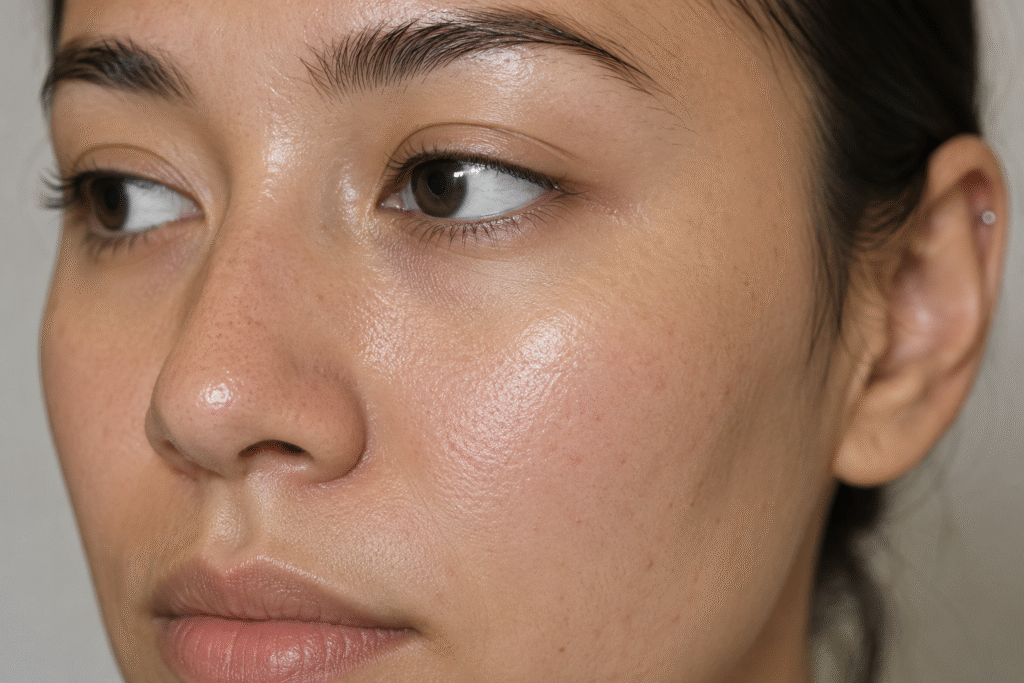 close up of face with combination skin
