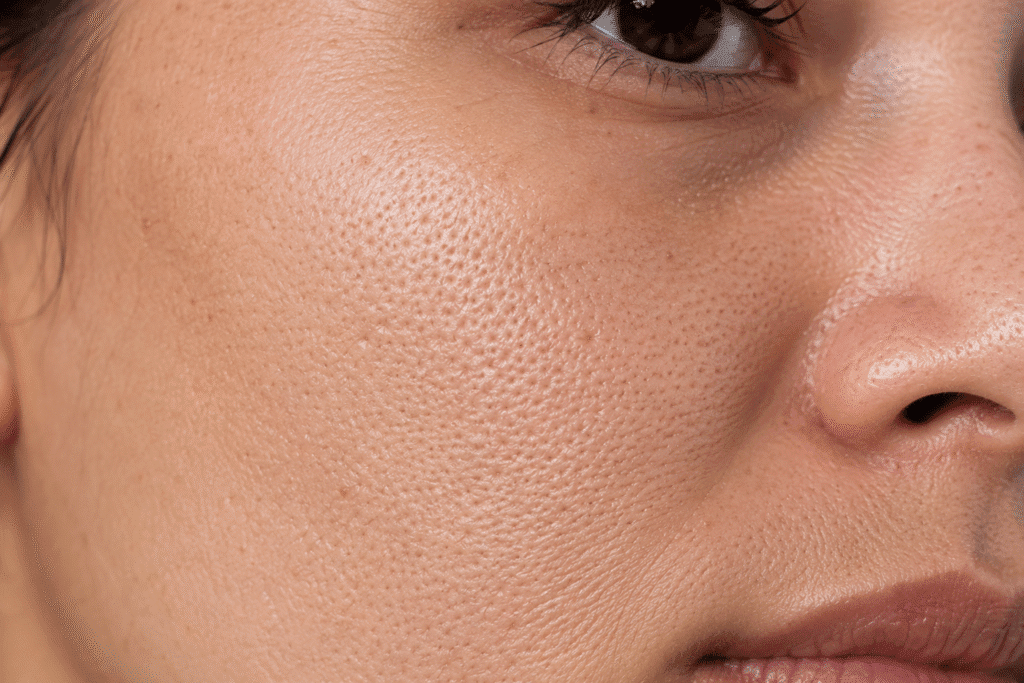 Close up photo of large pores