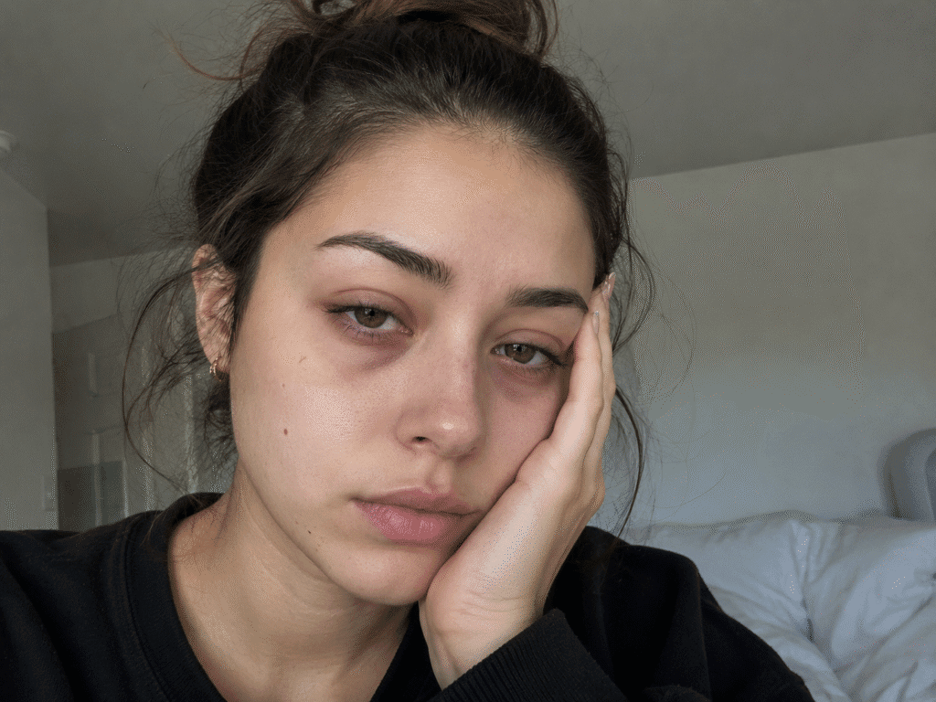 Portrait of a girl with lack of sleep