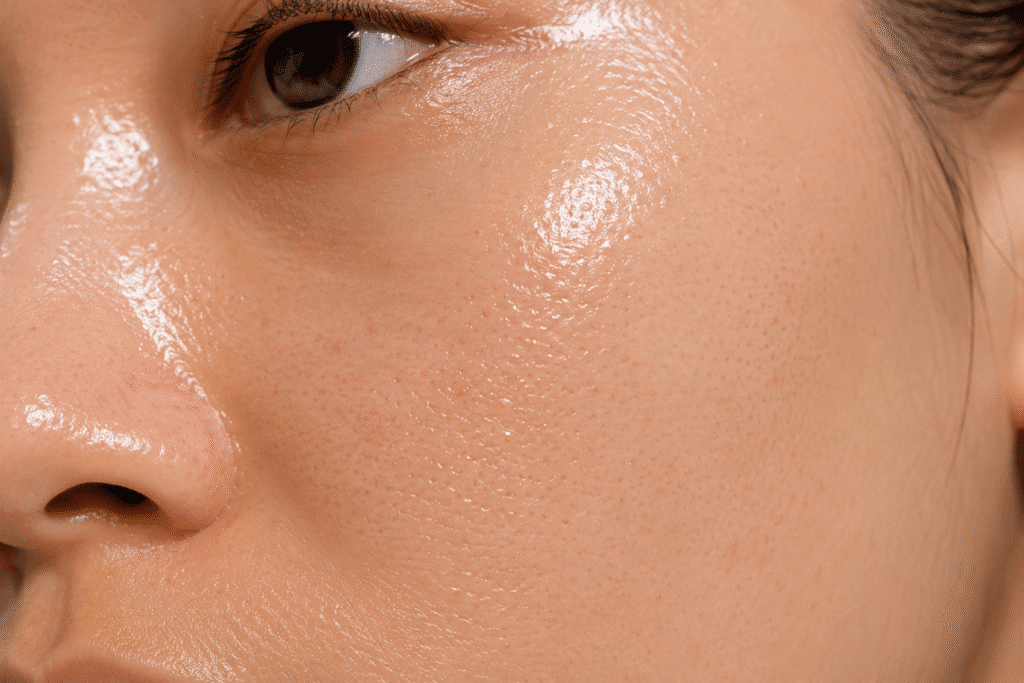 Close up photo of an oily skin
