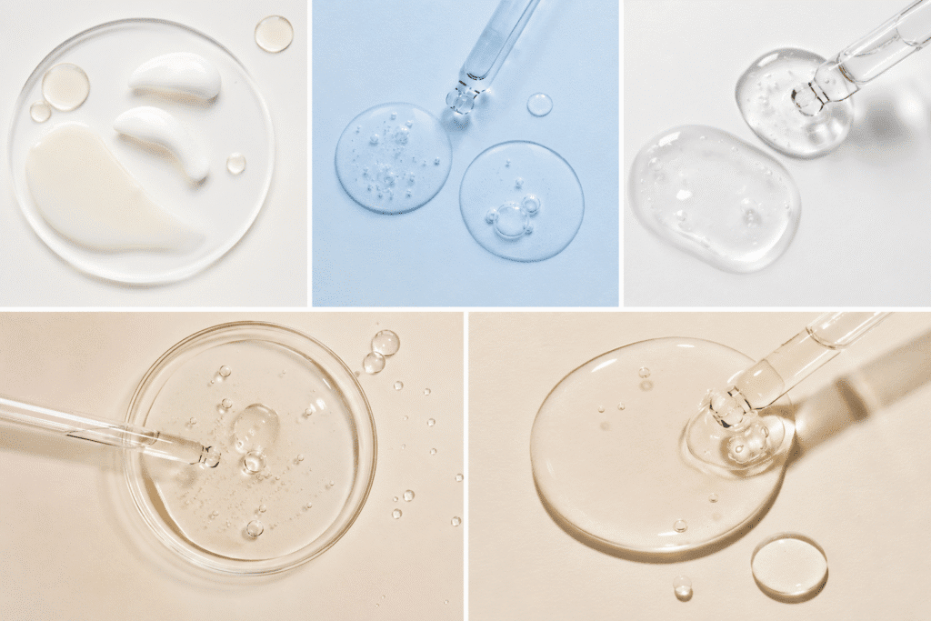 Minimalist skincare texture collage