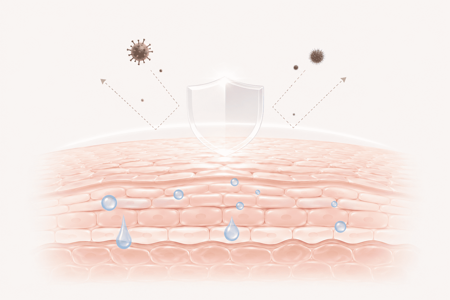 minimal illustration of a healthy skin barrier protecting against external irritants