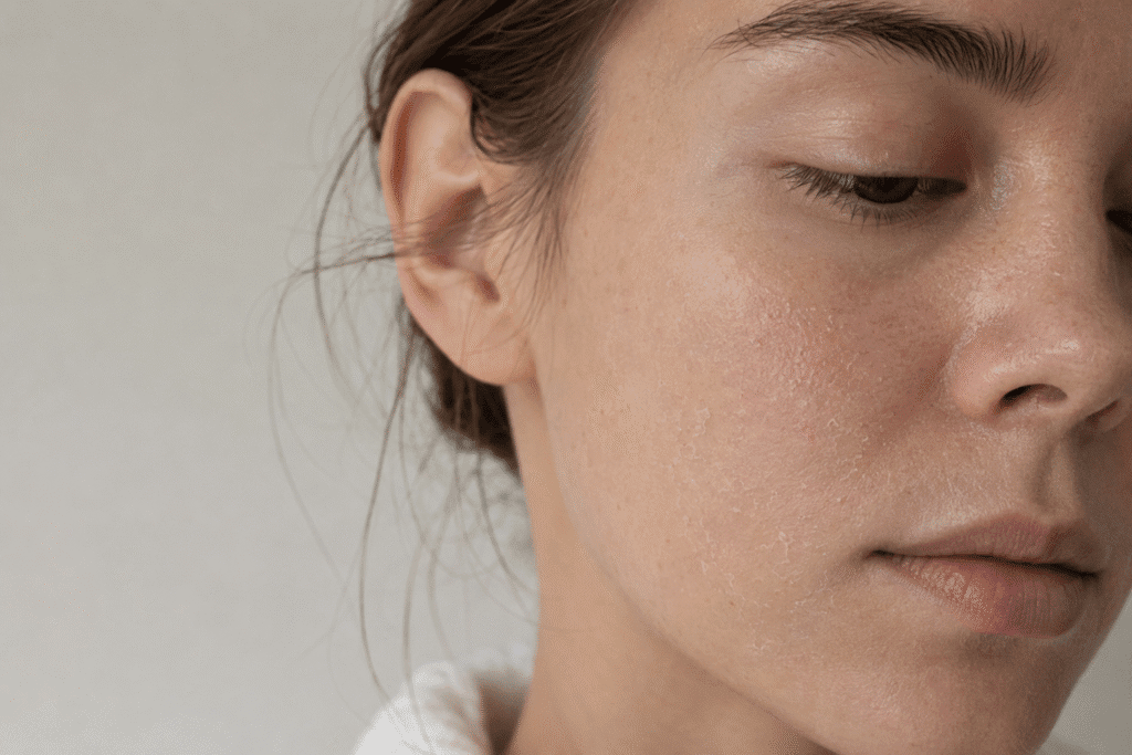 Portrait of a woman with dry skin
