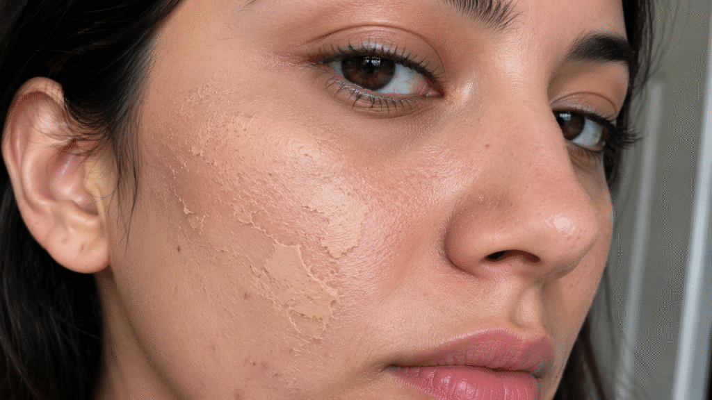 Why Does My Makeup Look Patchy? 1 A close up photo of a face with patchy makeup
