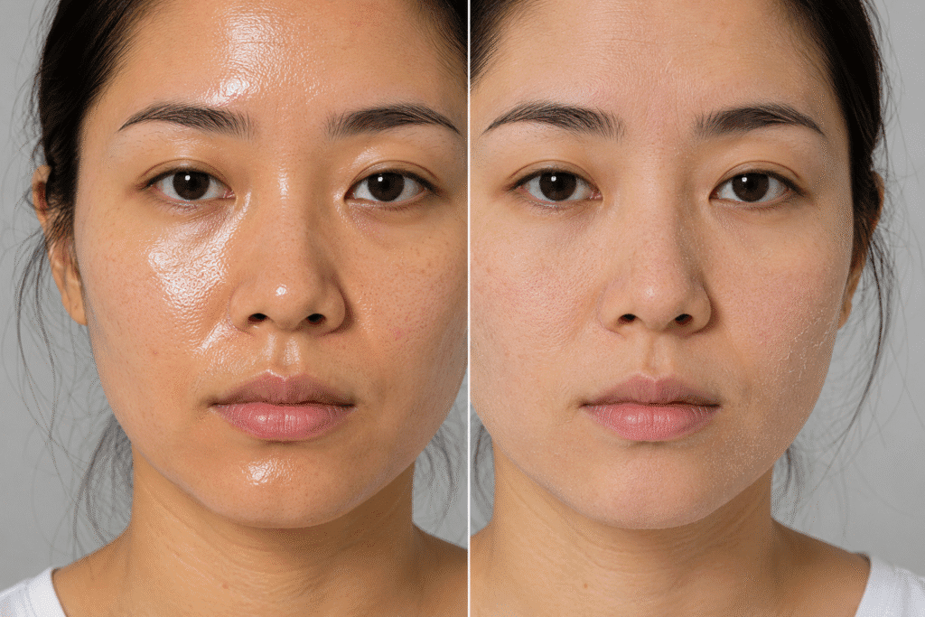 difference between oily skin and dehydrated skin