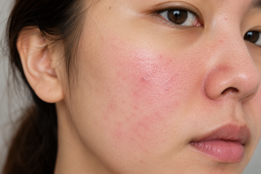 Close up photo of a sensitive skin