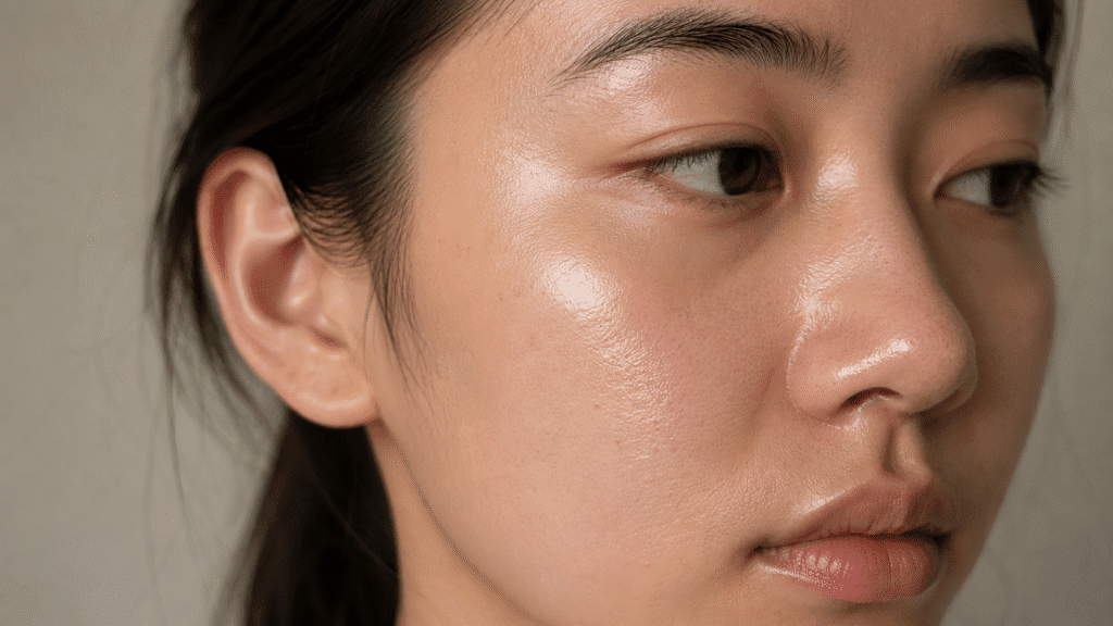 Oily Skin Solutions: Control Shine and Balance Naturally 1 Close up photo of an oily skin