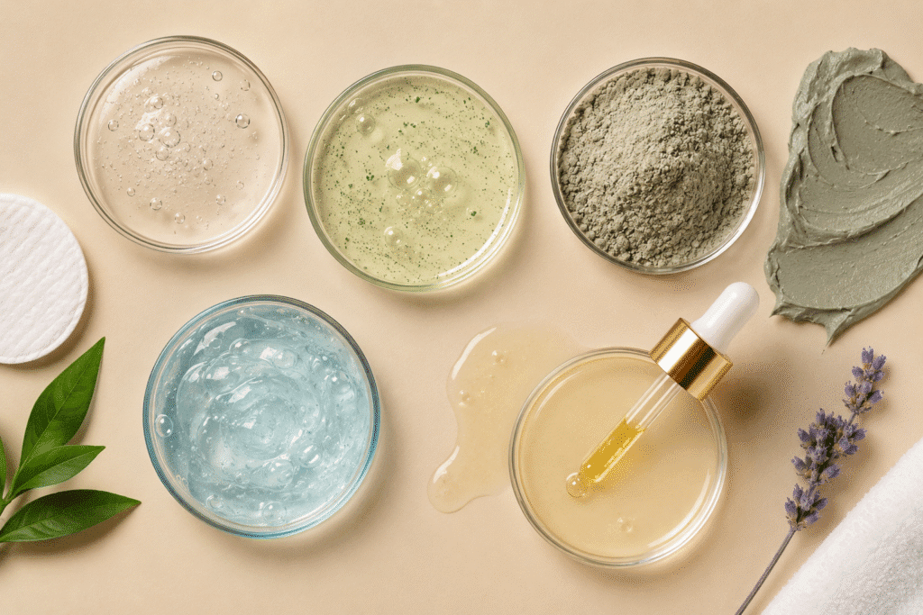 Flatlay of skincare ingredients