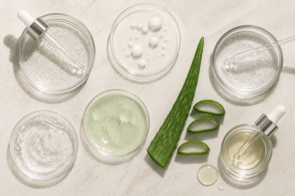 Flatlay image of skincare ingredients