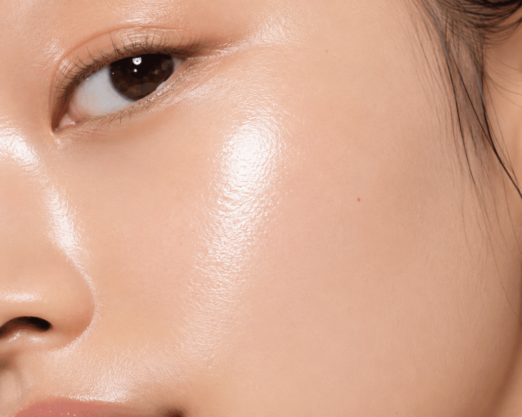 close up of glowing skin