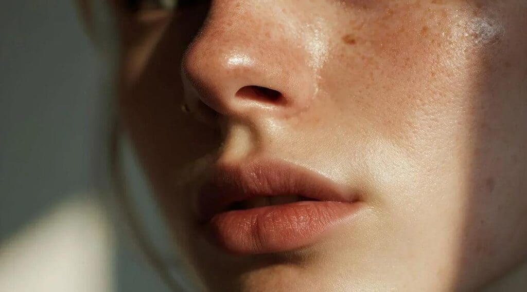 close-up of textured skin with visible pores and bumps
