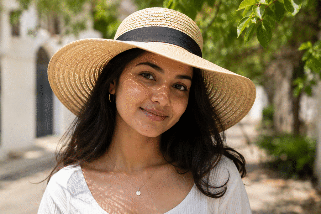 A girl wearing hat outdoors