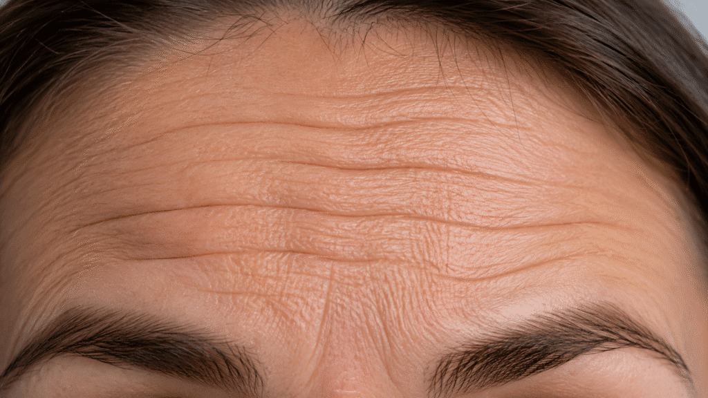 Close up photo of forehead wrinkles