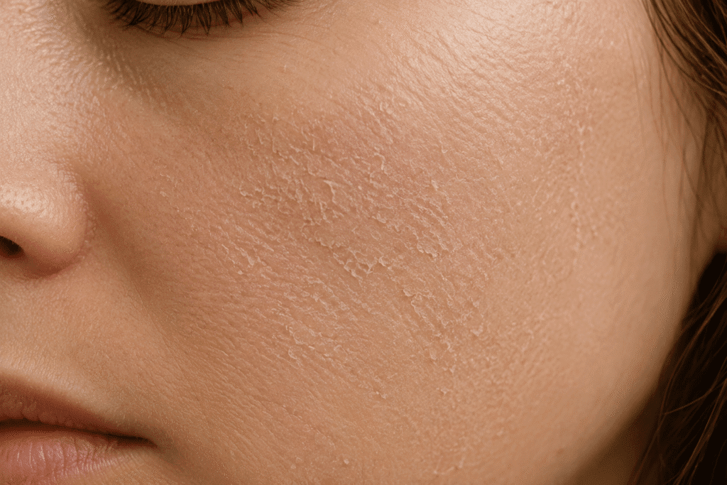 Close up photo of dehydrated skin