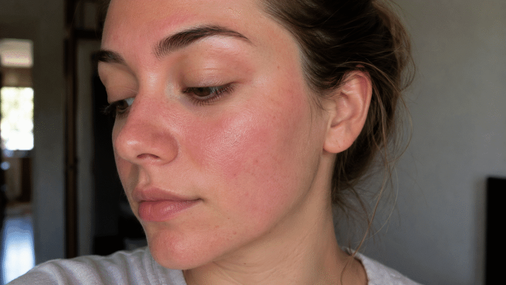 Redness of face caused by chemical peel