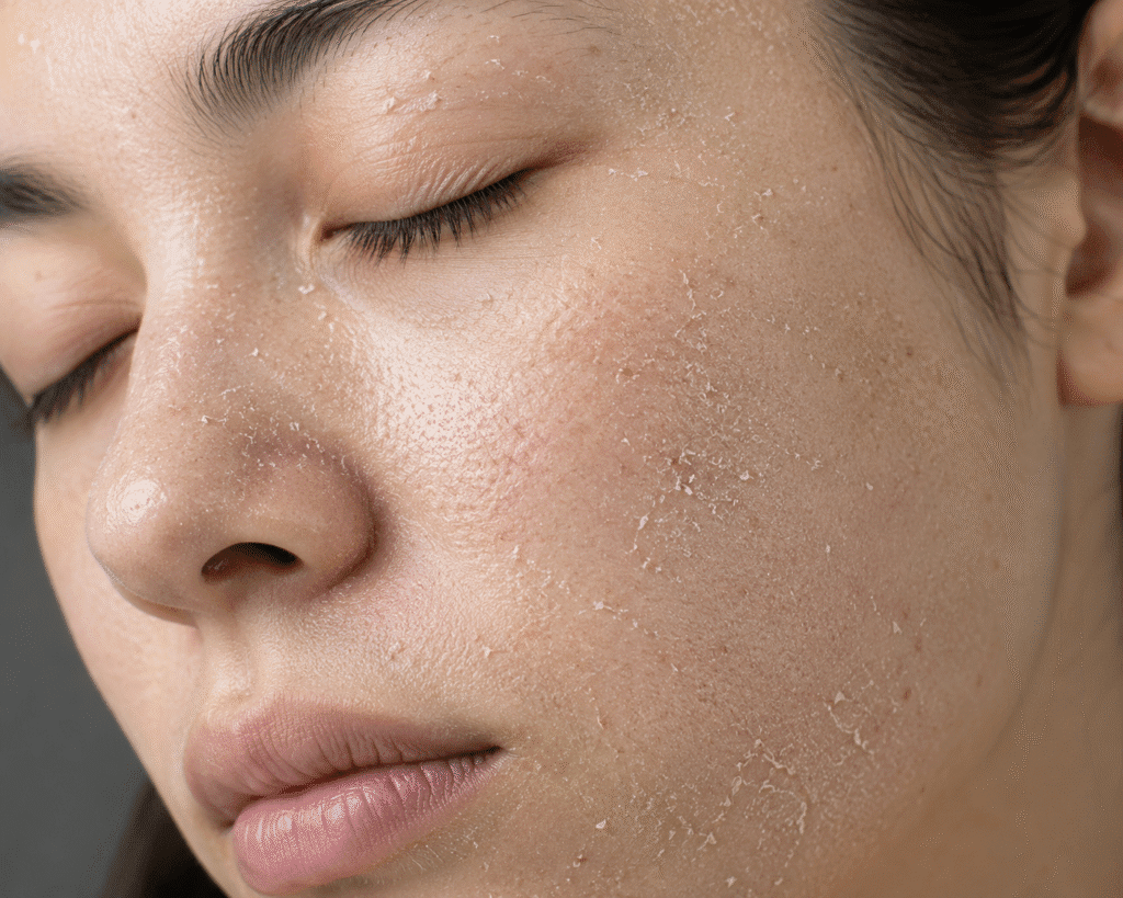 How to Brighten Skin Naturally for a Healthy Glow 2 Close-up of facial skin with visible dead skin cell buildup