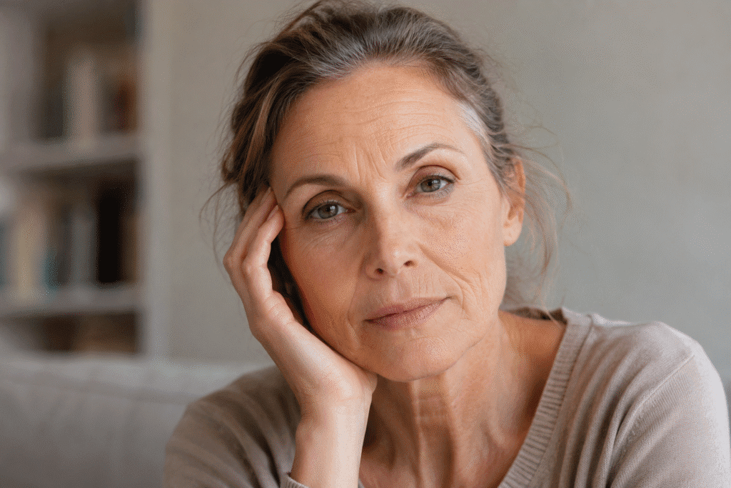 How to Brighten Skin Naturally for a Healthy Glow 7 Woman with visible fine lines and natural signs of aging