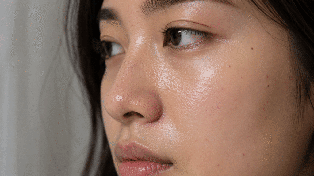 Close up photo of an oily nose