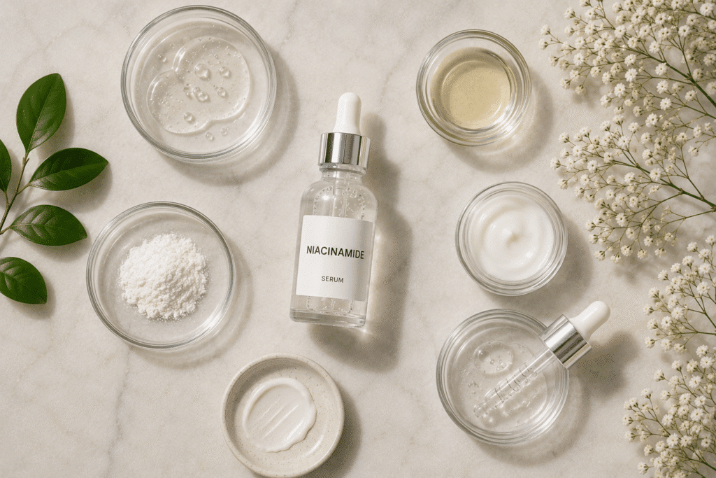 Flat lay image of niacinamide