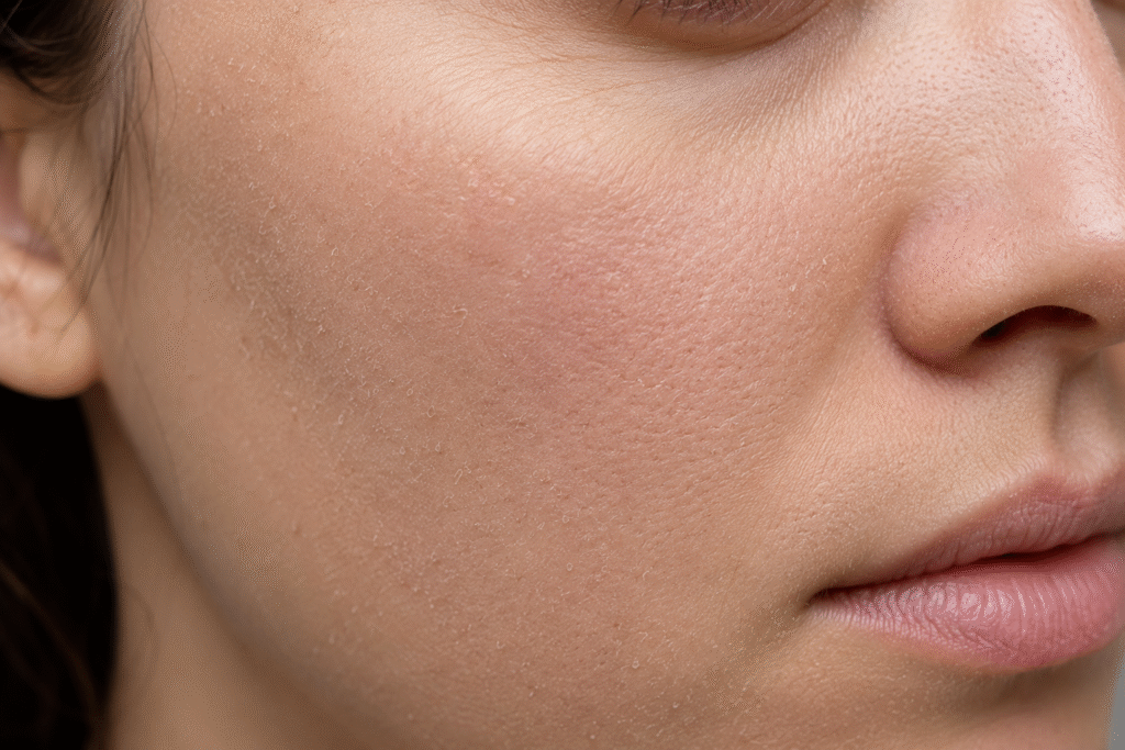 Rough Skin on Face: Causes and Natural Texture Fixes 3 Close up photo of a dehydrated skin