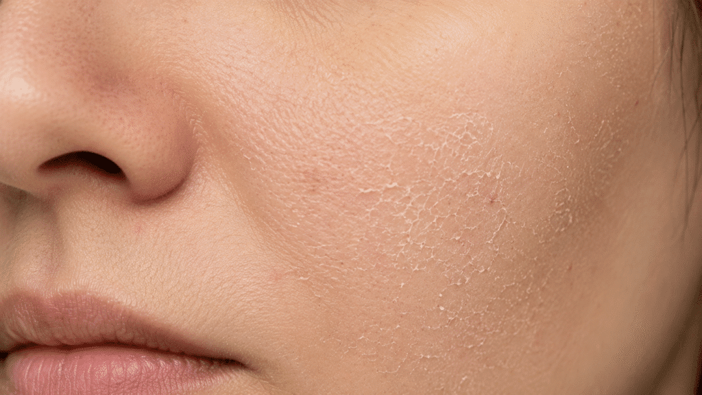 Close up photo of dehydrated skin