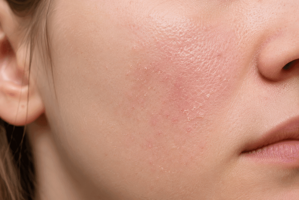 Close up photo of damaged skin barrier
