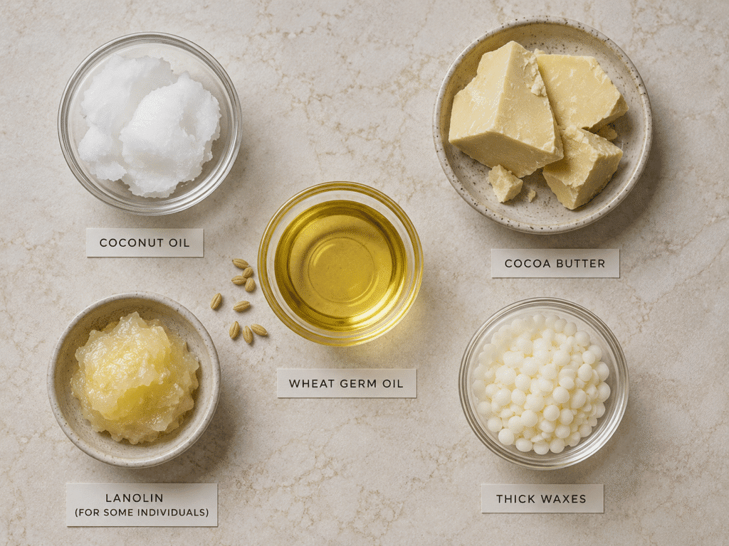 Flat lay of skincare ingredients