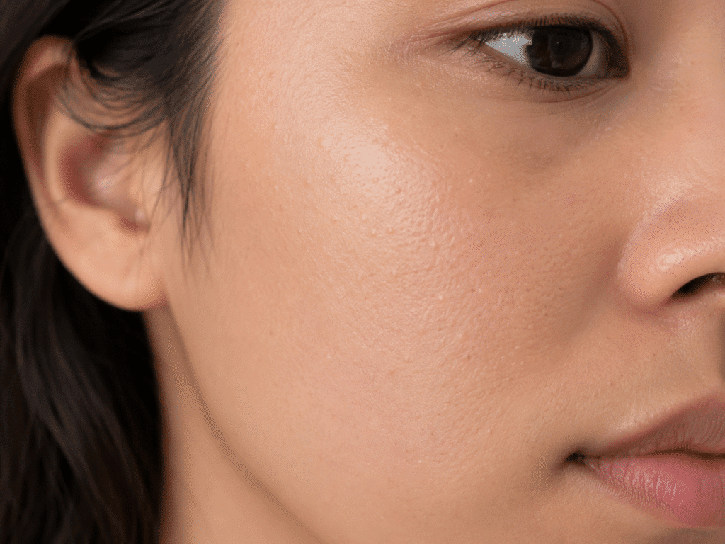 Close up photo of face with tiny bumps