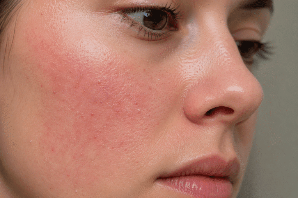 Close up photo of a damaged skin barrier