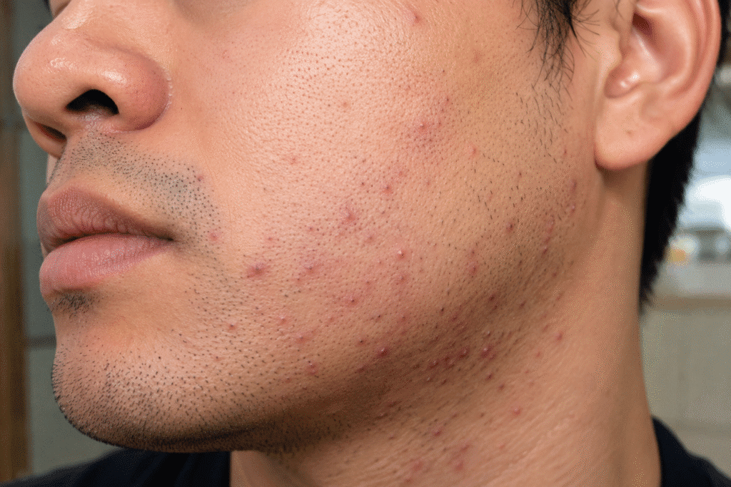 How to Eliminate Razor Bumps on Face: A Complete Guide for Smooth, Healthy Skin 1 Close-up of a man's face with razor bumps