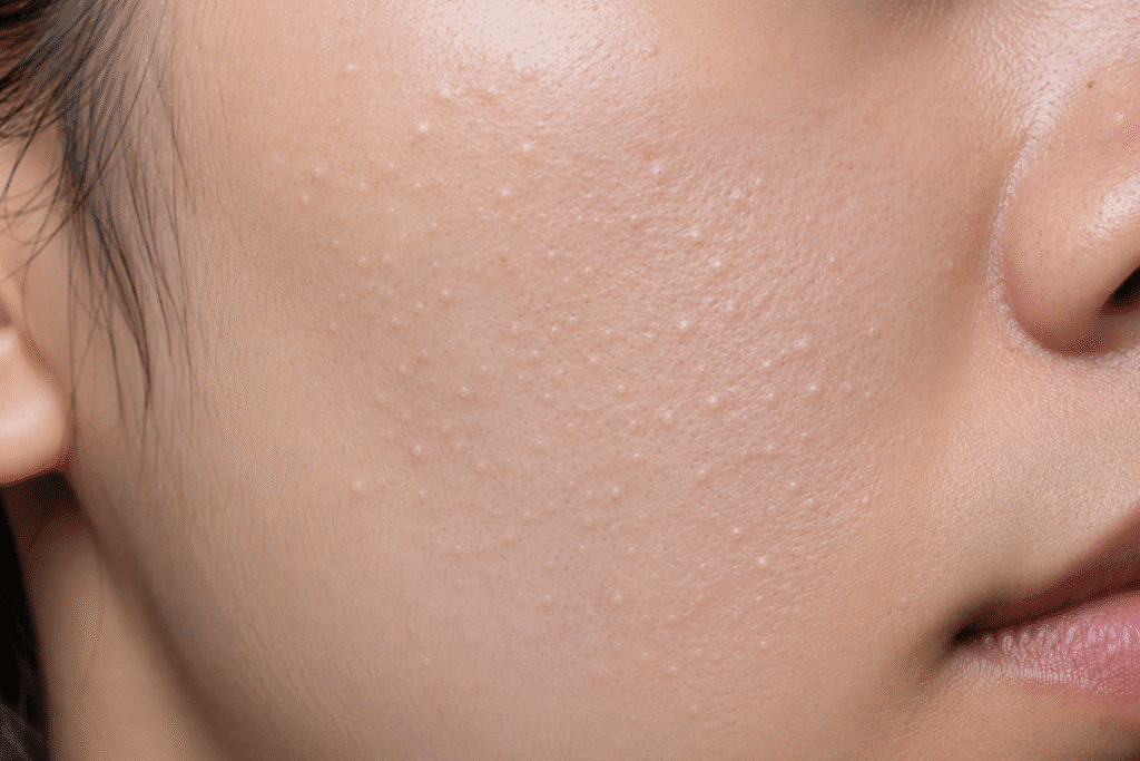 How to Get Rid of Bumpy Skin on Face: 11 Tips 1 Close up photo of tiny bumps on face