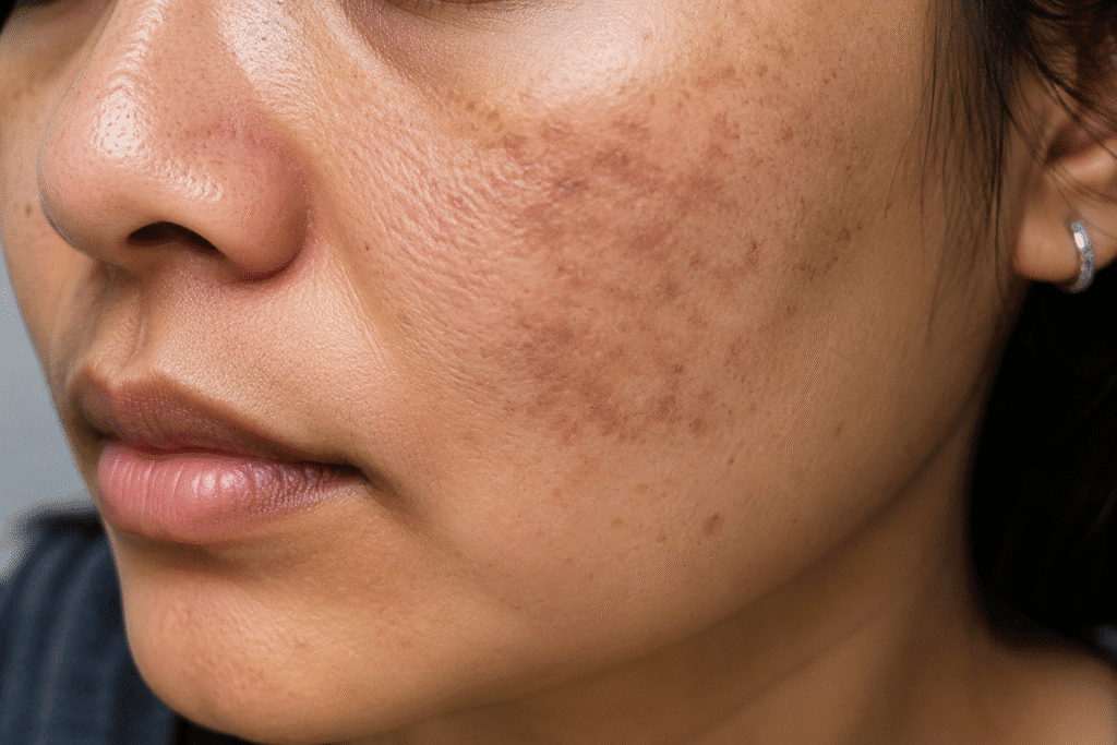 Close up photo of face with hyperpigmentation
