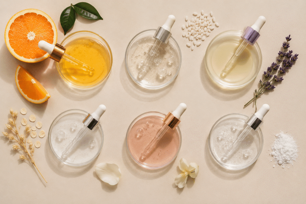 Why Is My Skin Tone Uneven? Causes and Solutions 11 Flat lay image of skincare ingredients