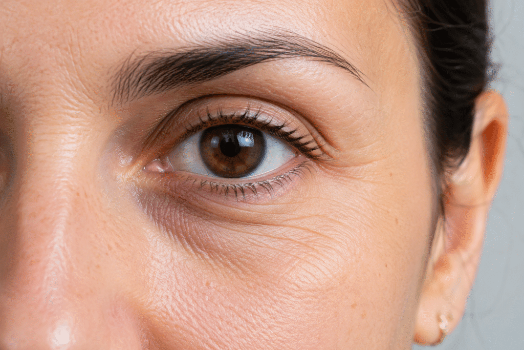 Close up photo of undereye wrinkles