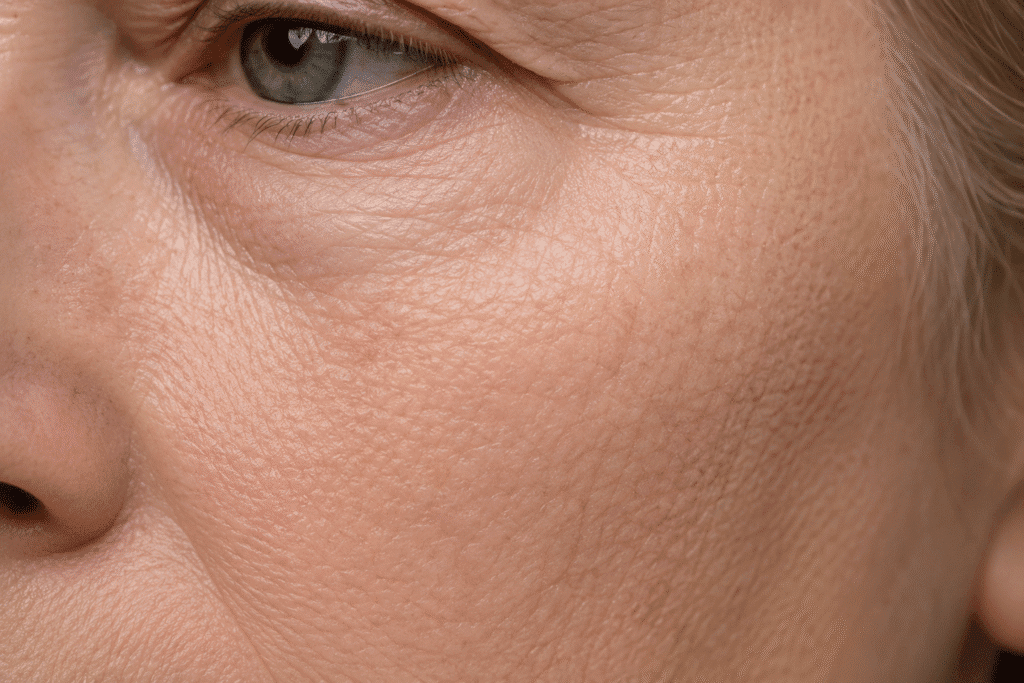 Close up photo of crepey skin
