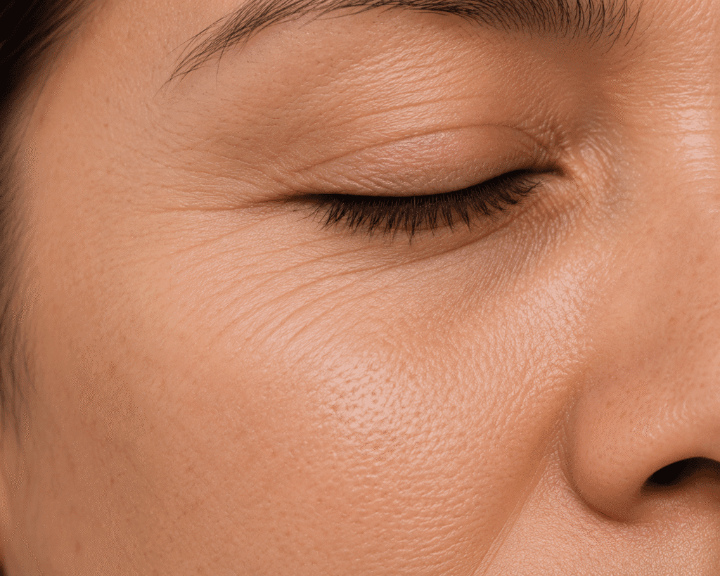 Close up photo of face with fine lines