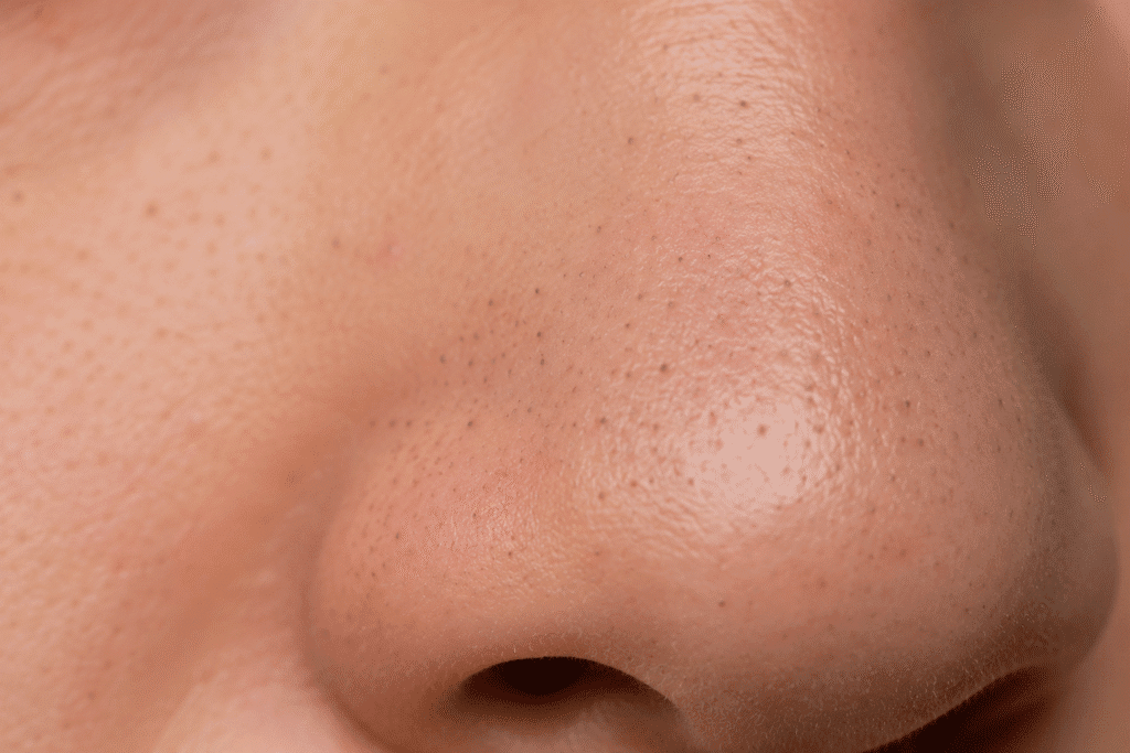 Whiteheads vs Blackheads: Differences, Causes, and Treatments 3 Close up photo of blackheads