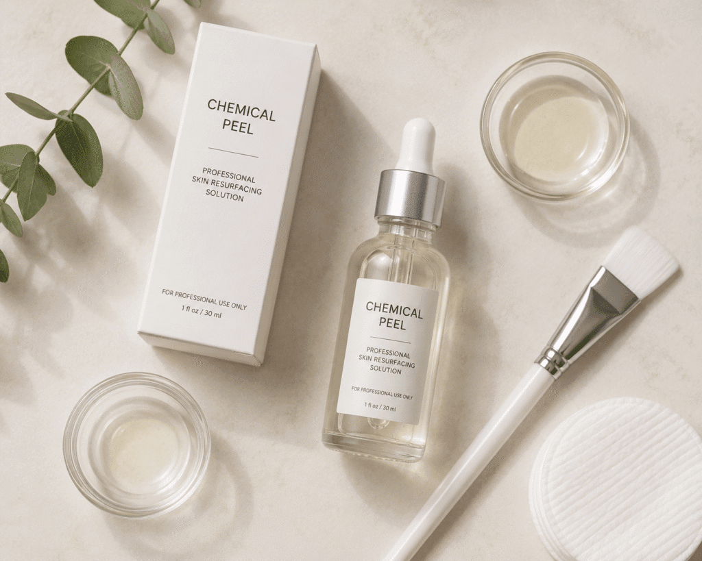 Flat lay image of a chemical peel