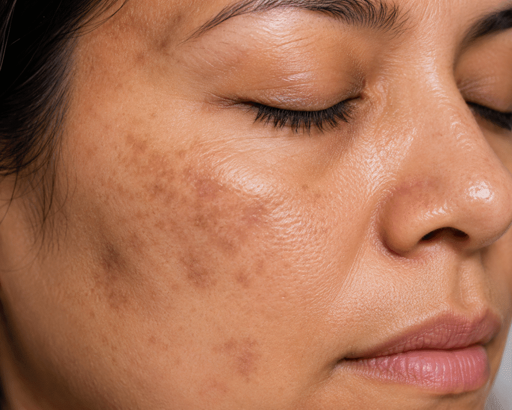 Close up photo of uneven skin tone