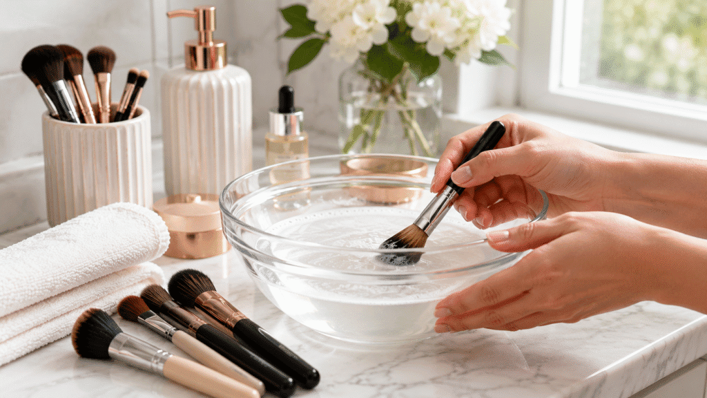 how to clean a makeup brush