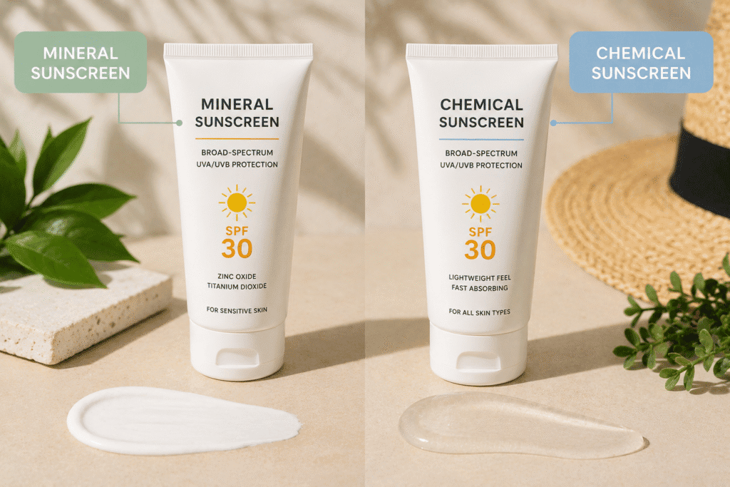 Chemical sunscreen vs Mineral sunscreen