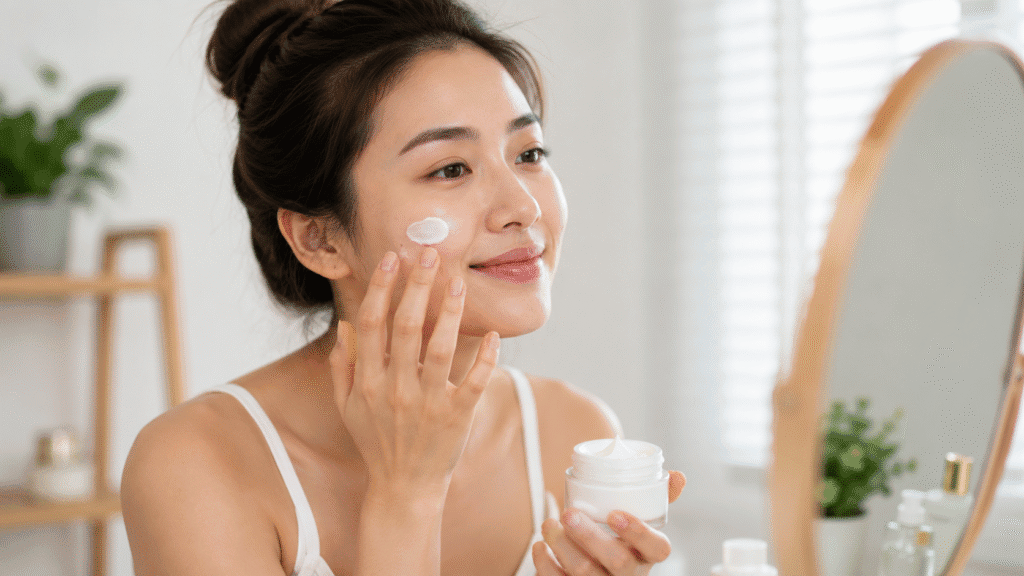 Can Detox Cause Acne? What to Know About Breakouts 4 Photo of a girl applying moisturizer