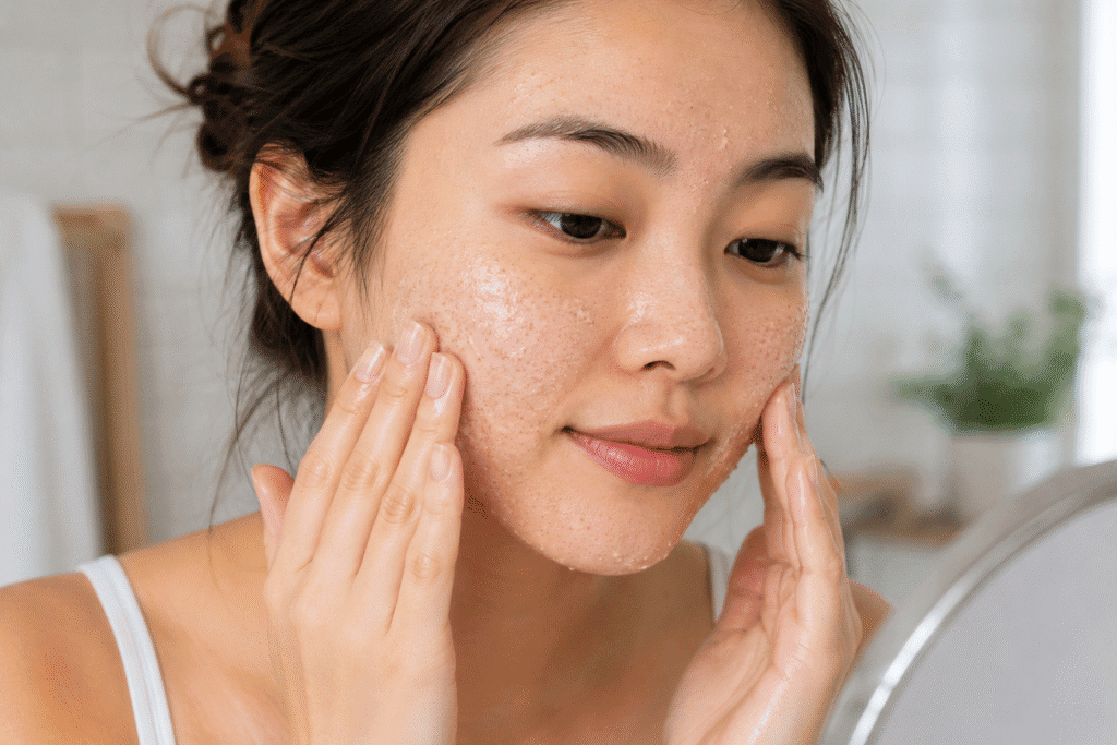 How to Get Rid of Crow's Feet: Simple, Effective Tips 5 Photo of a girl applying exfoliator to her face