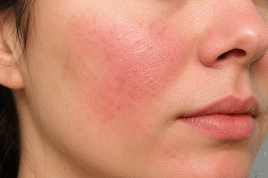 Close up photo of facial redness