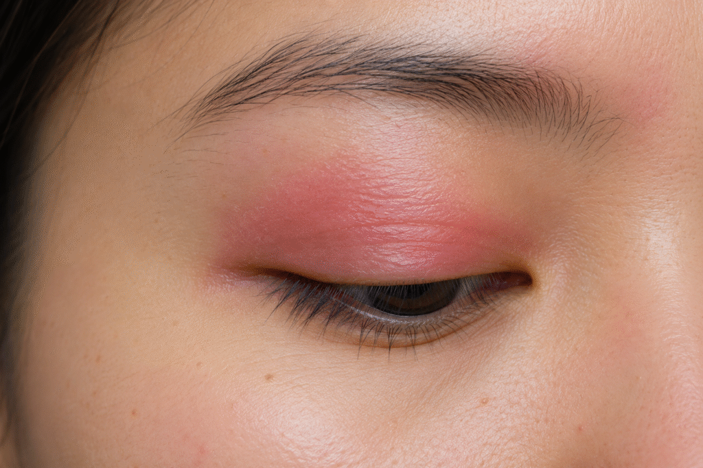Dry Spot on Eyelid: Why Lids Feel Dry and Irritated 2 Close-up of an eyelid with visible redness and irritation.