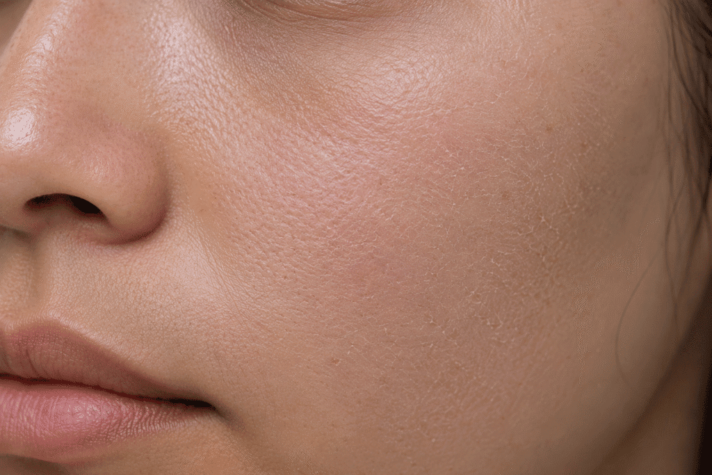Why Is My Face So Rough? 11 Causes and Smooth Skin Tips 5 Close-up of a face showing dehydrated skin