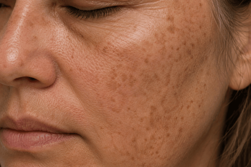 Why Is My Face So Rough? 11 Causes and Smooth Skin Tips 7 Close-up of a face with visible sun damage