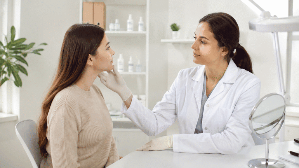 Woman consulting a dermatologist